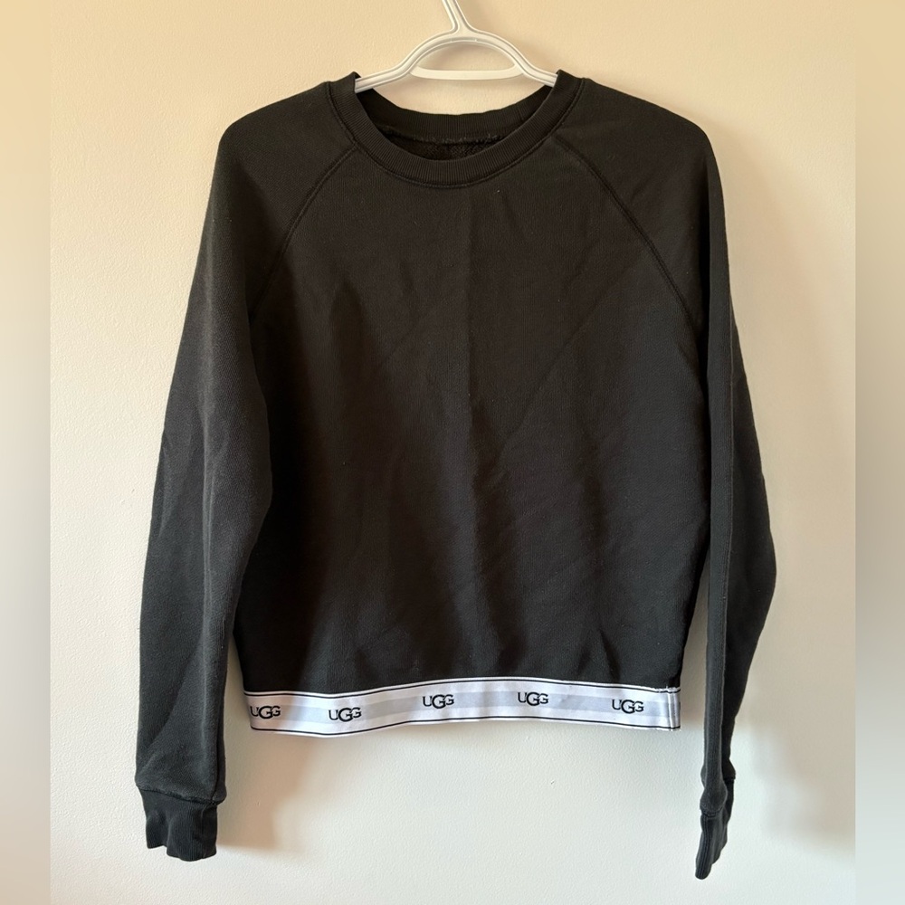 UGG Black Logo-Trim Crewneck Sweater